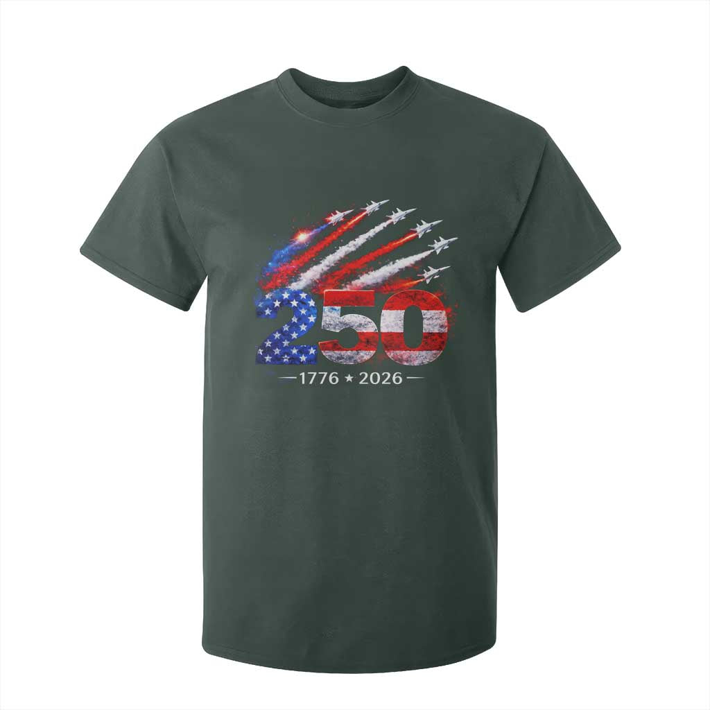 250th Anniversary USA T Shirt For Kid Patriotic 250 Years American 4th July 1776 2026 TS10 Dark Forest Green Print Your Wear