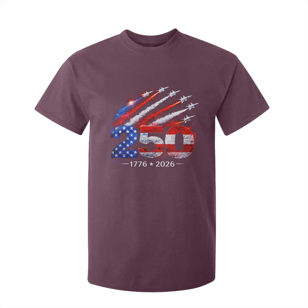 250th Anniversary USA T Shirt For Kid Patriotic 250 Years American 4th July 1776 2026 TS10 Maroon Print Your Wear