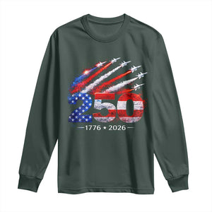 250th Anniversary USA Long Sleeve Shirt Patriotic 250 Years American 4th July 1776 2026 TS10 Dark Forest Green Print Your Wear