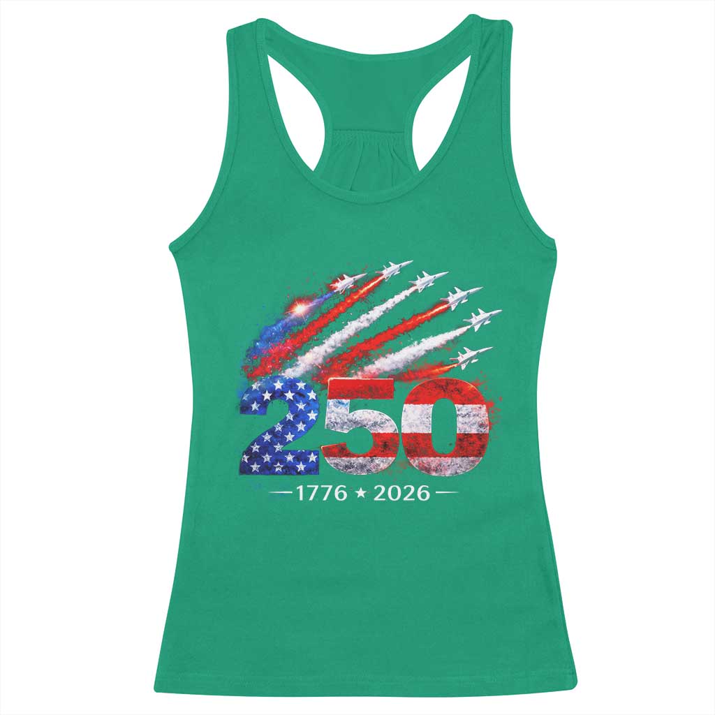 250th Anniversary USA Racerback Tank Top Patriotic 250 Years American 4th July 1776 2026 TS10 Irish Green Print Your Wear