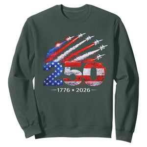 250th Anniversary USA Sweatshirt Patriotic 250 Years American 4th July 1776 2026 TS10 Dark Forest Green Print Your Wear