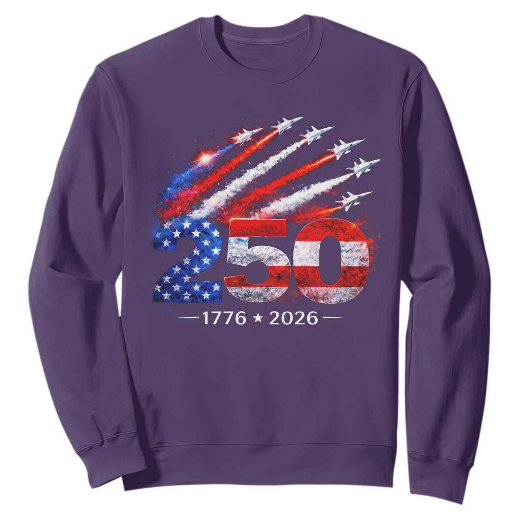 250th Anniversary USA Sweatshirt Patriotic 250 Years American 4th July 1776 2026 TS10 Purple Print Your Wear