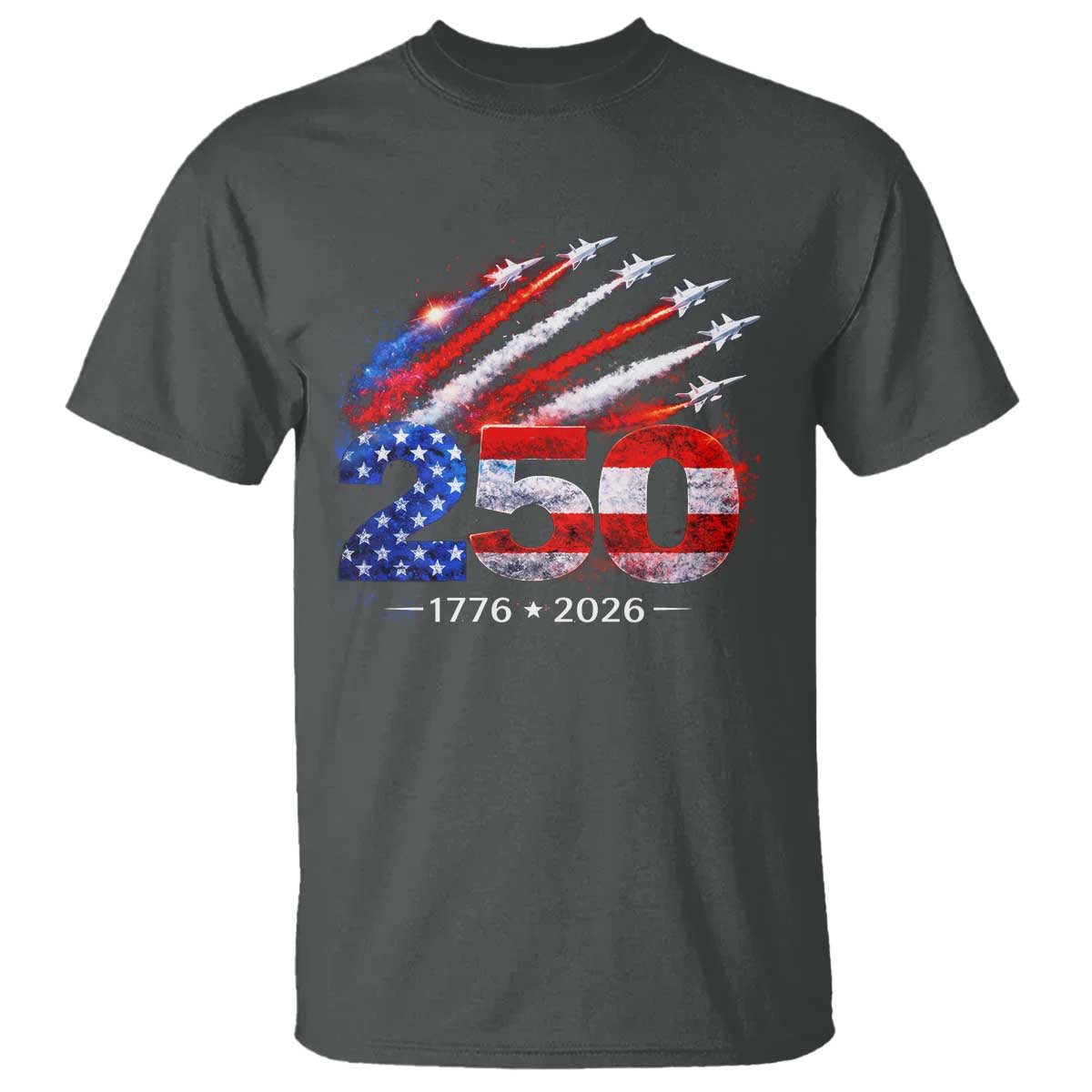 250th Anniversary USA T Shirt Patriotic 250 Years American 4th July 1776 2026 TS10 Dark Heather Print Your Wear