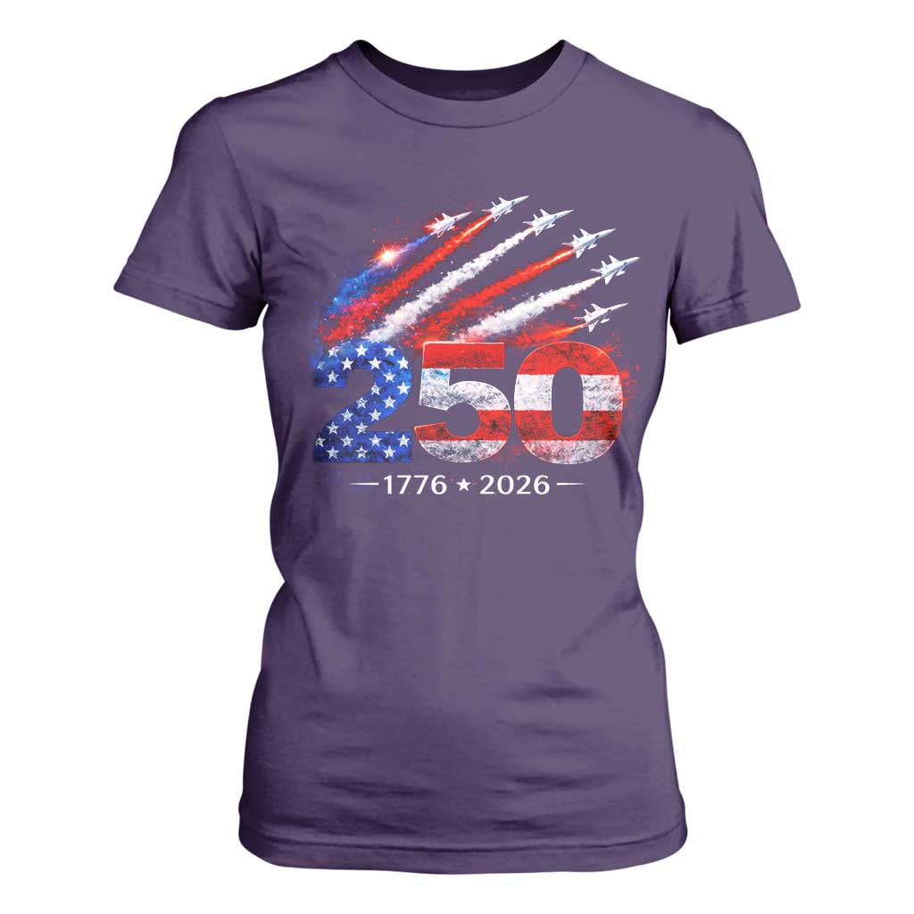 250th Anniversary USA T Shirt For Women Patriotic 250 Years American 4th July 1776 2026 TS10 Purple Print Your Wear