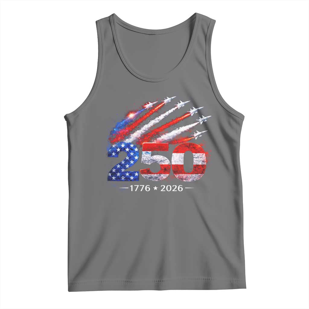 250th Anniversary USA Tank Top Patriotic 250 Years American 4th July 1776 2026 TS10 Black Heather Print Your Wear