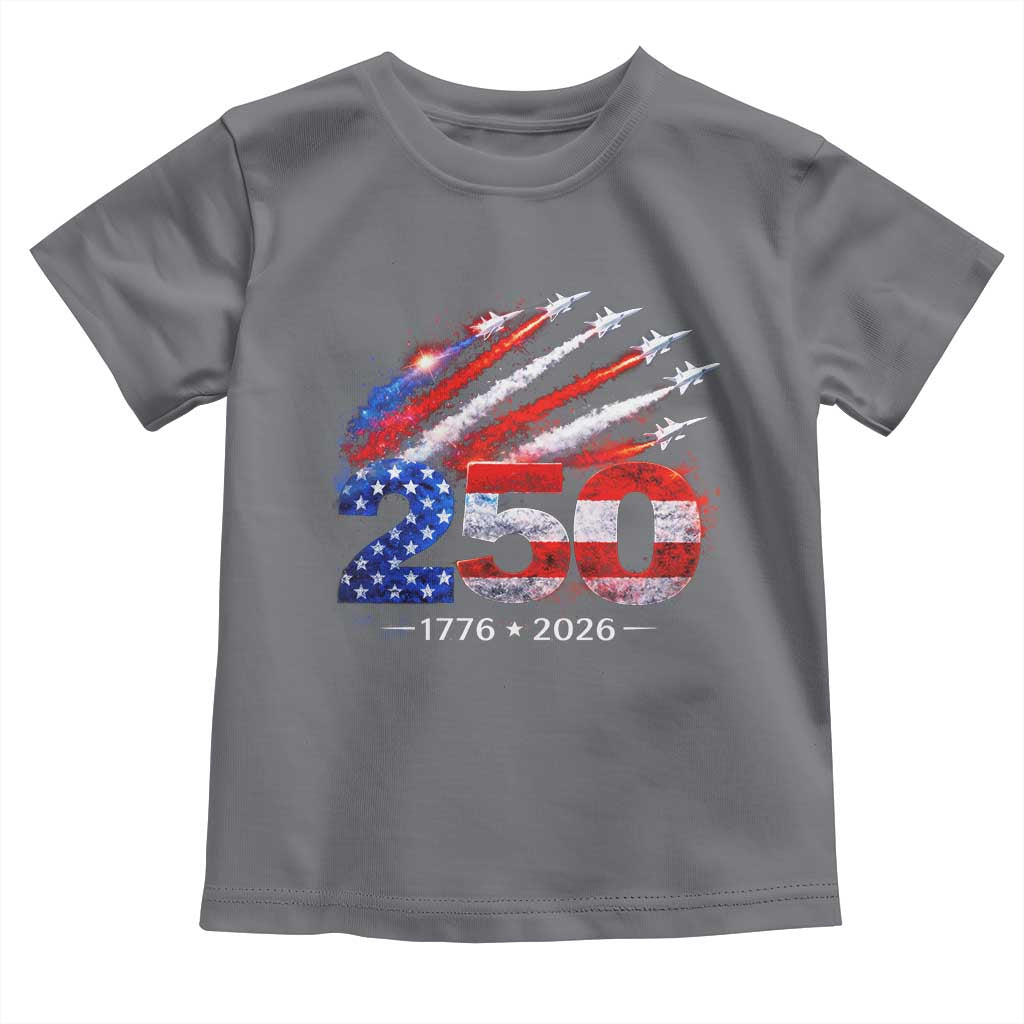 250th Anniversary USA Toddler T Shirt Patriotic 250 Years American 4th July 1776 2026 TS10 Charcoal Print Your Wear