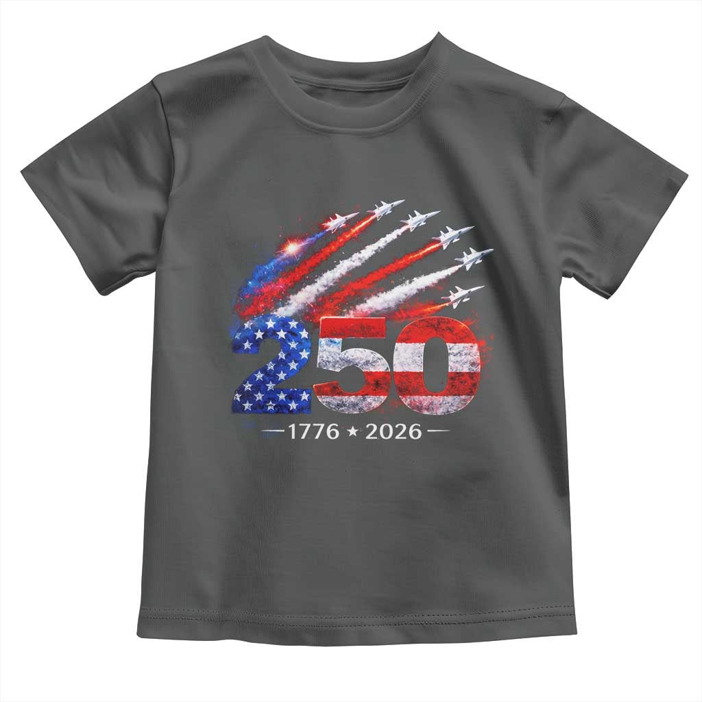 250th Anniversary USA Toddler T Shirt Patriotic 250 Years American 4th July 1776 2026 TS10 Dark Heather Print Your Wear