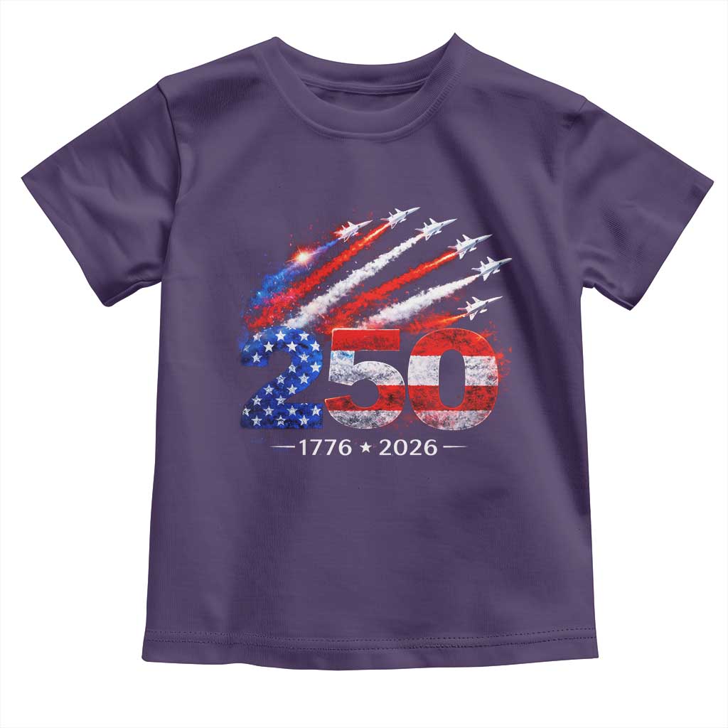 250th Anniversary USA Toddler T Shirt Patriotic 250 Years American 4th July 1776 2026 TS10 Purple Print Your Wear
