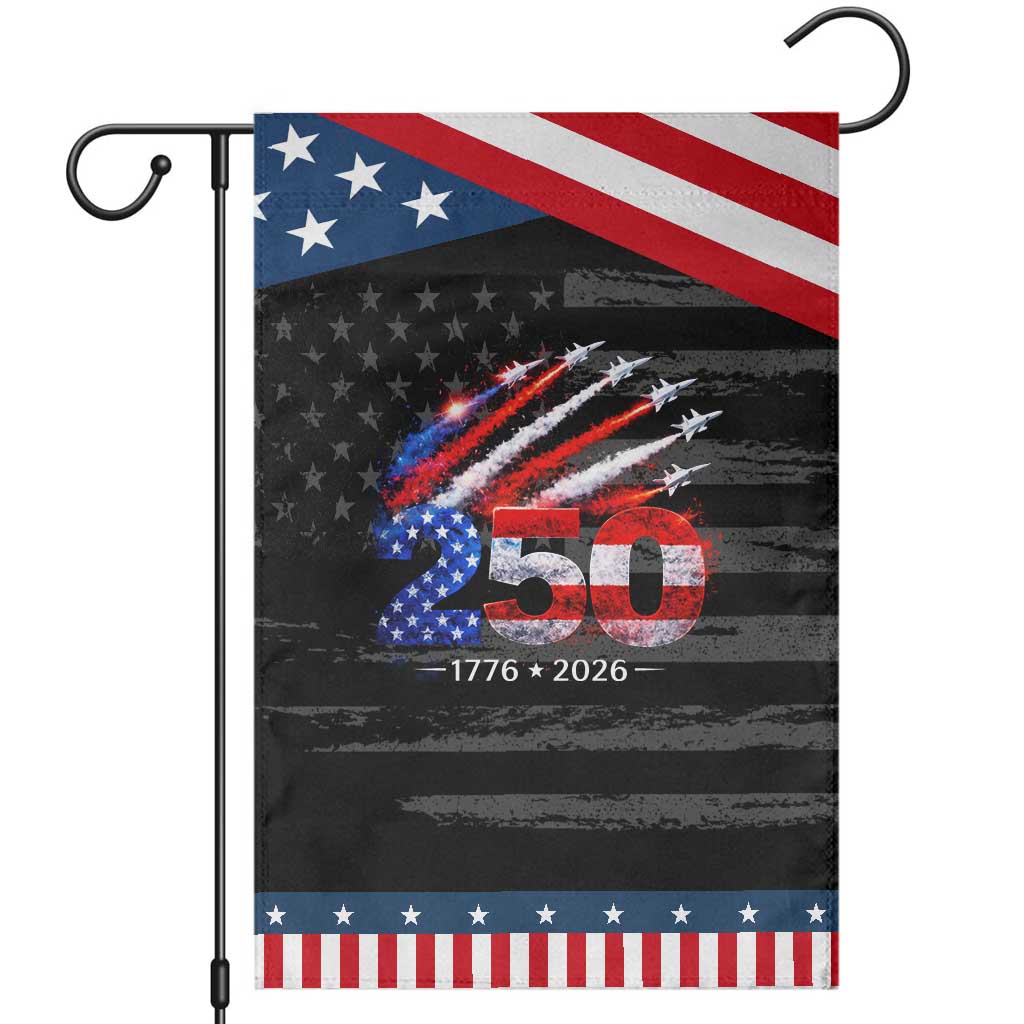 250th Anniversary USA Garden Flag Patriotic 250 Years American 4th July 1776 2026 TS10 Distressed Black Blue Print Your Wear