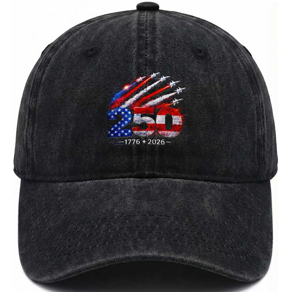 250th Anniversary USA Washed Cotton Baseball Cap Patriotic 250 Years American 4th July 1776 2026 TS10 Print Your Wear