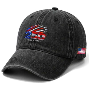 250th Anniversary USA Washed Cotton Baseball Cap Patriotic 250 Years American 4th July 1776 2026 TS10 Print Your Wear