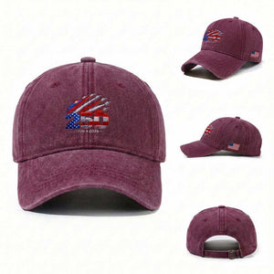250th Anniversary USA Washed Cotton Baseball Cap Patriotic 250 Years American 4th July 1776 2026 TS10 Washed Cap Universal Fit Burgundy Print Your Wear