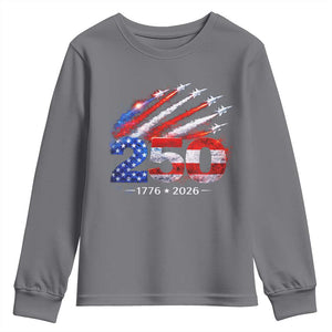 250th Anniversary USA Youth Sweatshirt Patriotic 250 Years American 4th July 1776 2026 TS10 Charcoal Print Your Wear