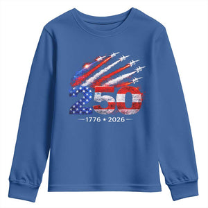 250th Anniversary USA Youth Sweatshirt Patriotic 250 Years American 4th July 1776 2026 TS10 Royal Blue Print Your Wear