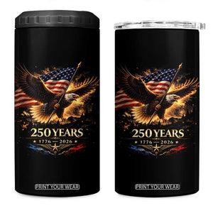 Eagle 250 Anniversary Usa 4 in 1 Can Cooler Tumbler 1776 2026 Patriotic 4th Of July 250 Year American Flag TS10 One Size: 16 oz Black Print Your Wear