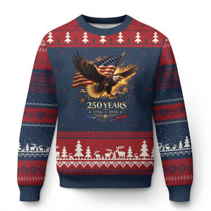 Eagle 250 Anniversary Usa Ugly Christmas Sweater 1776 2026 Patriotic 4th Of July 250 Year American Flag TS10 Navy Red Print Your Wear