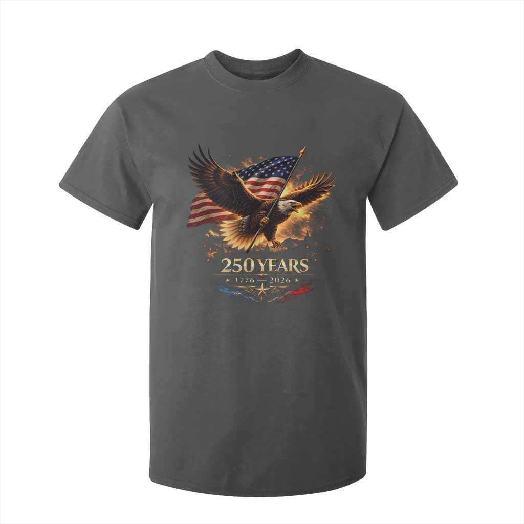 Eagle 250 Anniversary Usa T Shirt For Kid 1776 2026 Patriotic 4th Of July 250 Year American Flag TS10 Dark Heather Print Your Wear