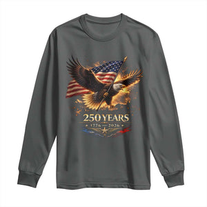 Eagle 250 Anniversary Usa Long Sleeve Shirt 1776 2026 Patriotic 4th Of July 250 Year American Flag TS10 Dark Heather Print Your Wear