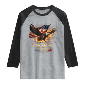 Eagle 250 Anniversary Usa Raglan Shirt 1776 2026 Patriotic 4th Of July 250 Year American Flag TS10 Heather Gray Black Print Your Wear