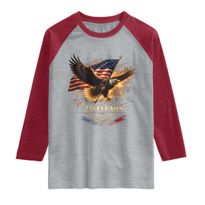 Eagle 250 Anniversary Usa Raglan Shirt 1776 2026 Patriotic 4th Of July 250 Year American Flag TS10 Heather Gray Heather Red Print Your Wear