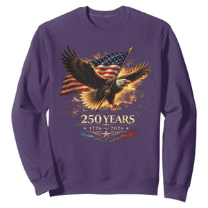 Eagle 250 Anniversary Usa Sweatshirt 1776 2026 Patriotic 4th Of July 250 Year American Flag TS10 Purple Print Your Wear