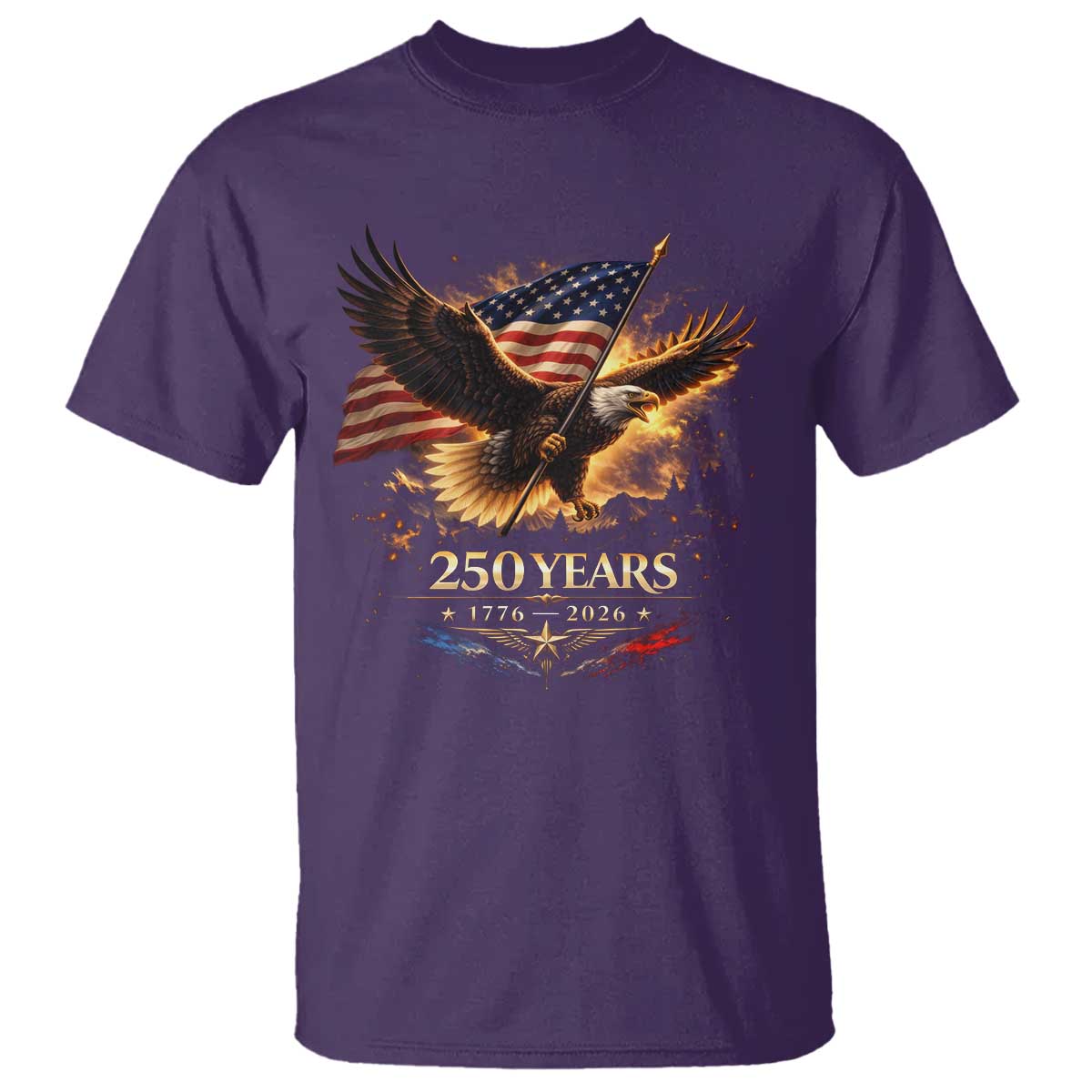 Eagle 250 Anniversary Usa T Shirt 1776 2026 Patriotic 4th Of July 250 Year American Flag TS10 Purple Print Your Wear