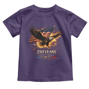 Eagle 250 Anniversary Usa Toddler T Shirt 1776 2026 Patriotic 4th Of July 250 Year American Flag TS10 Purple Print Your Wear
