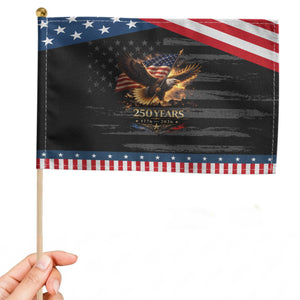 Eagle 250 Anniversary Usa Patriotic Handheld Flag 1776 2026 4th Of July 250 Year American Flag TS10 Distressed 8.2" × 5.5" Black Blue Print Your Wear