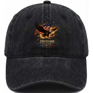 Eagle 250 Anniversary Usa Washed Cotton Baseball Cap 1776 2026 Patriotic 4th Of July 250 Year American Flag TS10 Print Your Wear