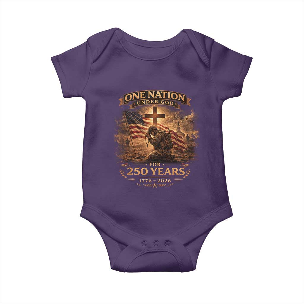 Blessings 250 Years America Baby Onesie Christian Patriotic One Nation Under God US Flag TS10 Purple Print Your Wear