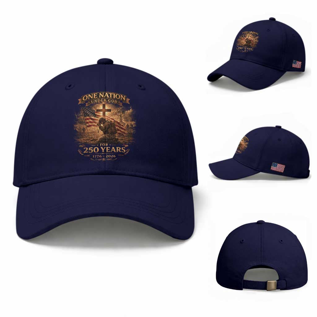 Blessings 250 Years America Baseball Cap Christian Patriotic One Nation Under God US Flag TS10 Baseball Cap Universal Fit Dark Blue Print Your Wear