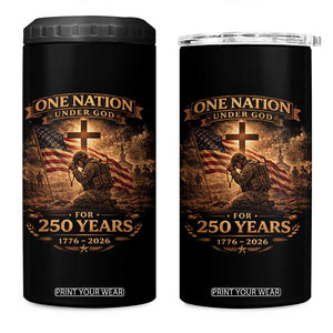 Blessings 250 Years America 4 in 1 Can Cooler Tumbler Christian Patriotic One Nation Under God US Flag TS10 One Size: 16 oz Black Print Your Wear