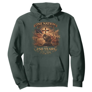 Blessings 250 Years America Hoodie Christian Patriotic One Nation Under God US Flag TS10 Dark Forest Green Print Your Wear