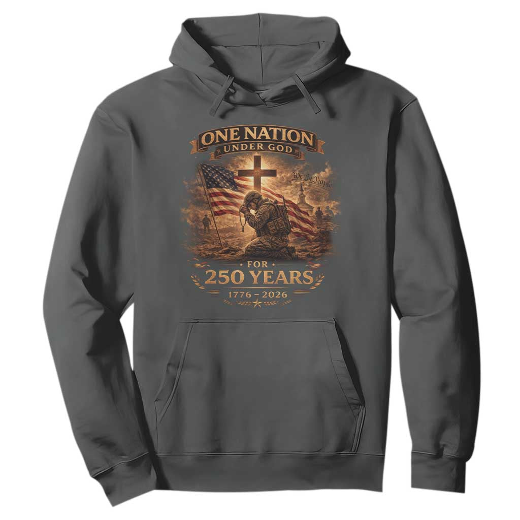 Blessings 250 Years America Hoodie Christian Patriotic One Nation Under God US Flag TS10 Dark Heather Print Your Wear