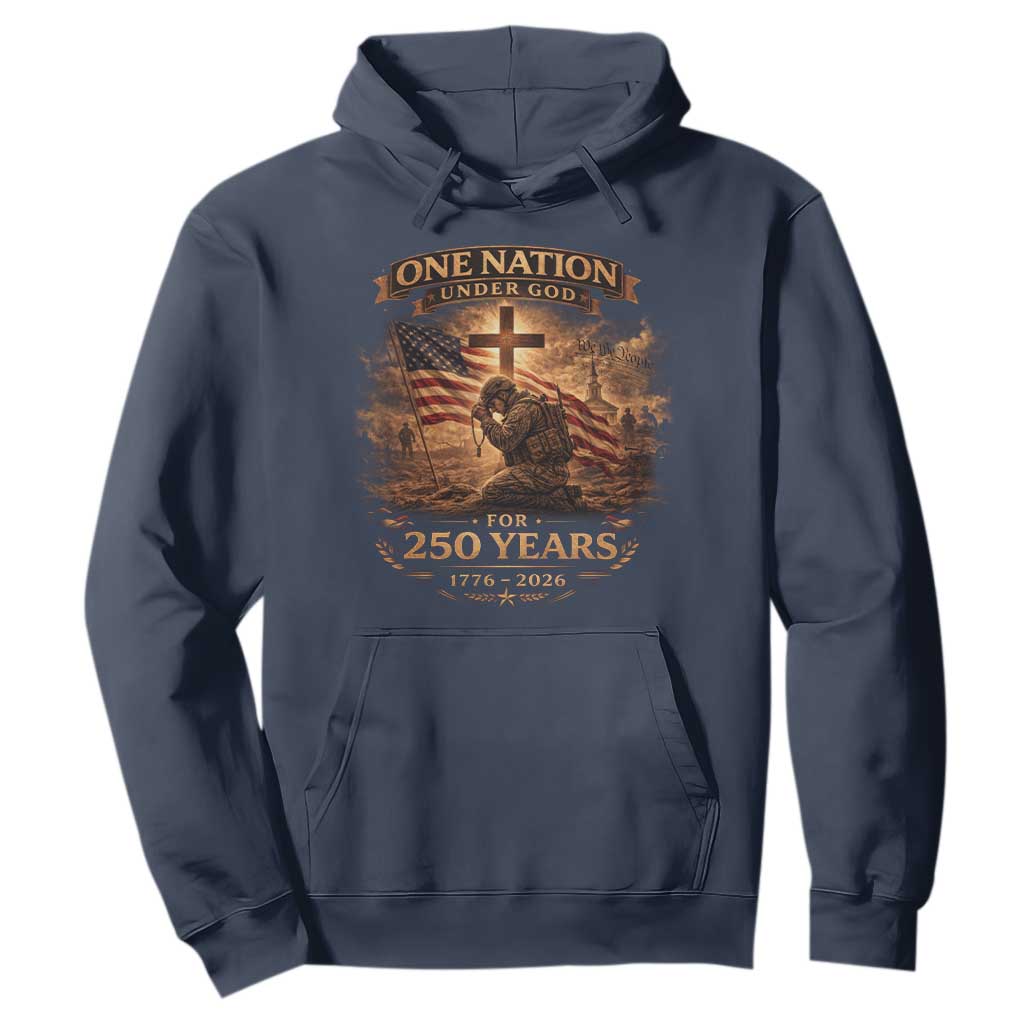 Blessings 250 Years America Hoodie Christian Patriotic One Nation Under God US Flag TS10 Navy Print Your Wear