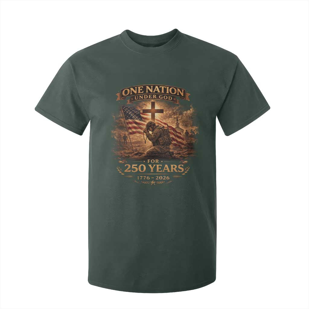 Blessings 250 Years America T Shirt For Kid Christian Patriotic One Nation Under God US Flag TS10 Dark Forest Green Print Your Wear