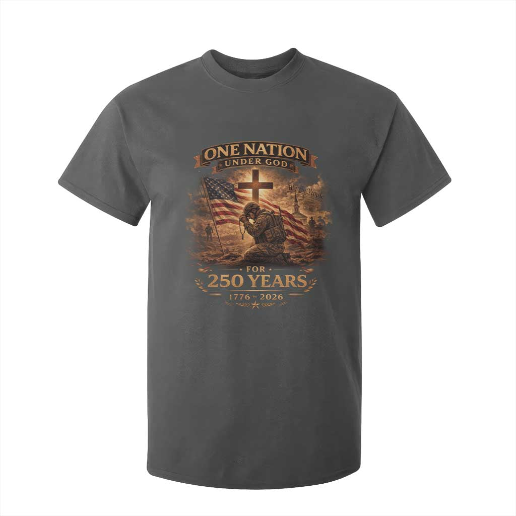 Blessings 250 Years America T Shirt For Kid Christian Patriotic One Nation Under God US Flag TS10 Dark Heather Print Your Wear