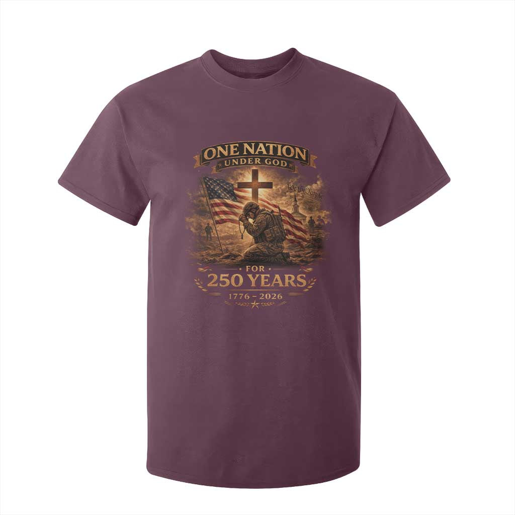 Blessings 250 Years America T Shirt For Kid Christian Patriotic One Nation Under God US Flag TS10 Maroon Print Your Wear