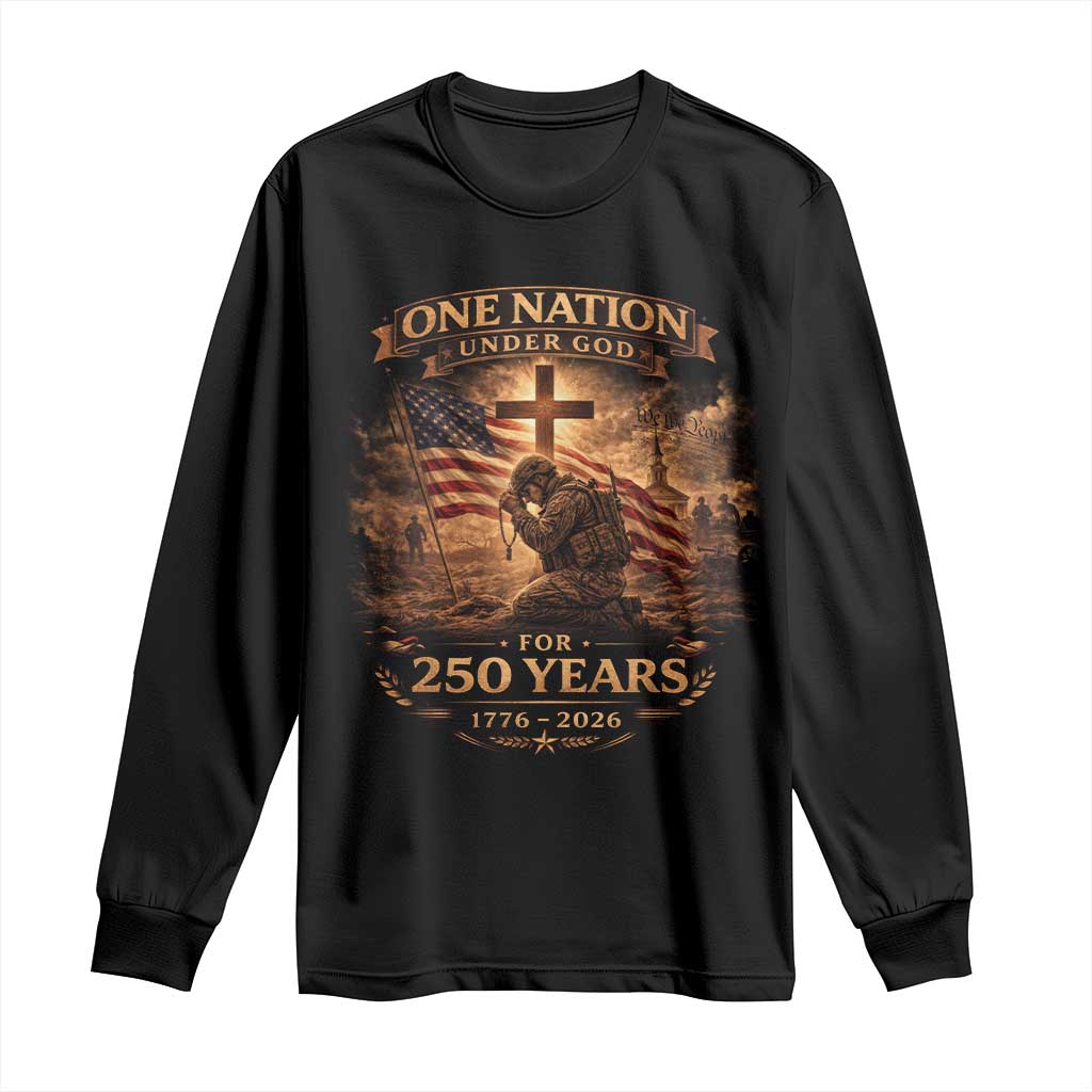 Blessings 250 Years America Long Sleeve Shirt Christian Patriotic One Nation Under God US Flag TS10 Black Print Your Wear