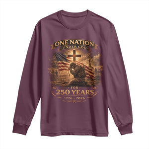 Blessings 250 Years America Long Sleeve Shirt Christian Patriotic One Nation Under God US Flag TS10 Maroon Print Your Wear