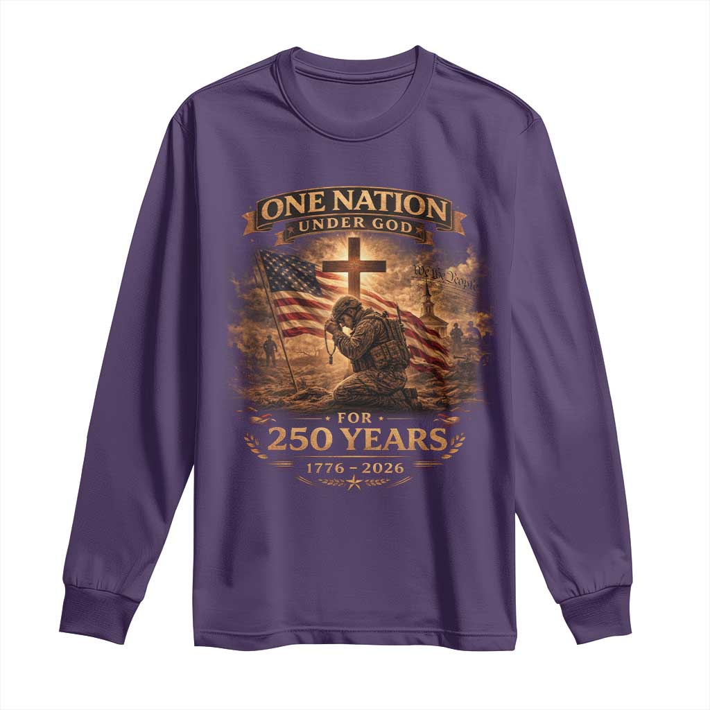 Blessings 250 Years America Long Sleeve Shirt Christian Patriotic One Nation Under God US Flag TS10 Purple Print Your Wear