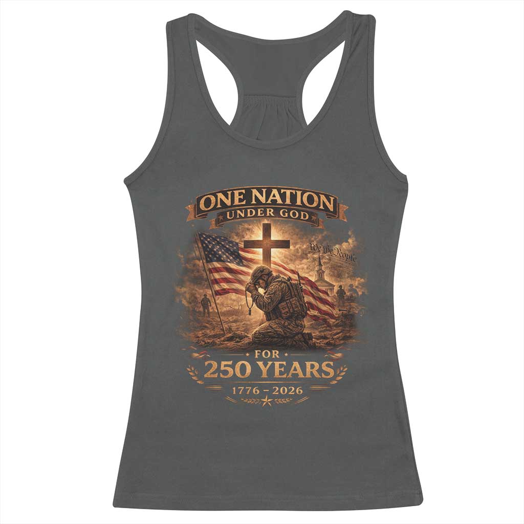 Blessings 250 Years America Racerback Tank Top Christian Patriotic One Nation Under God US Flag TS10 Dark Heather Print Your Wear