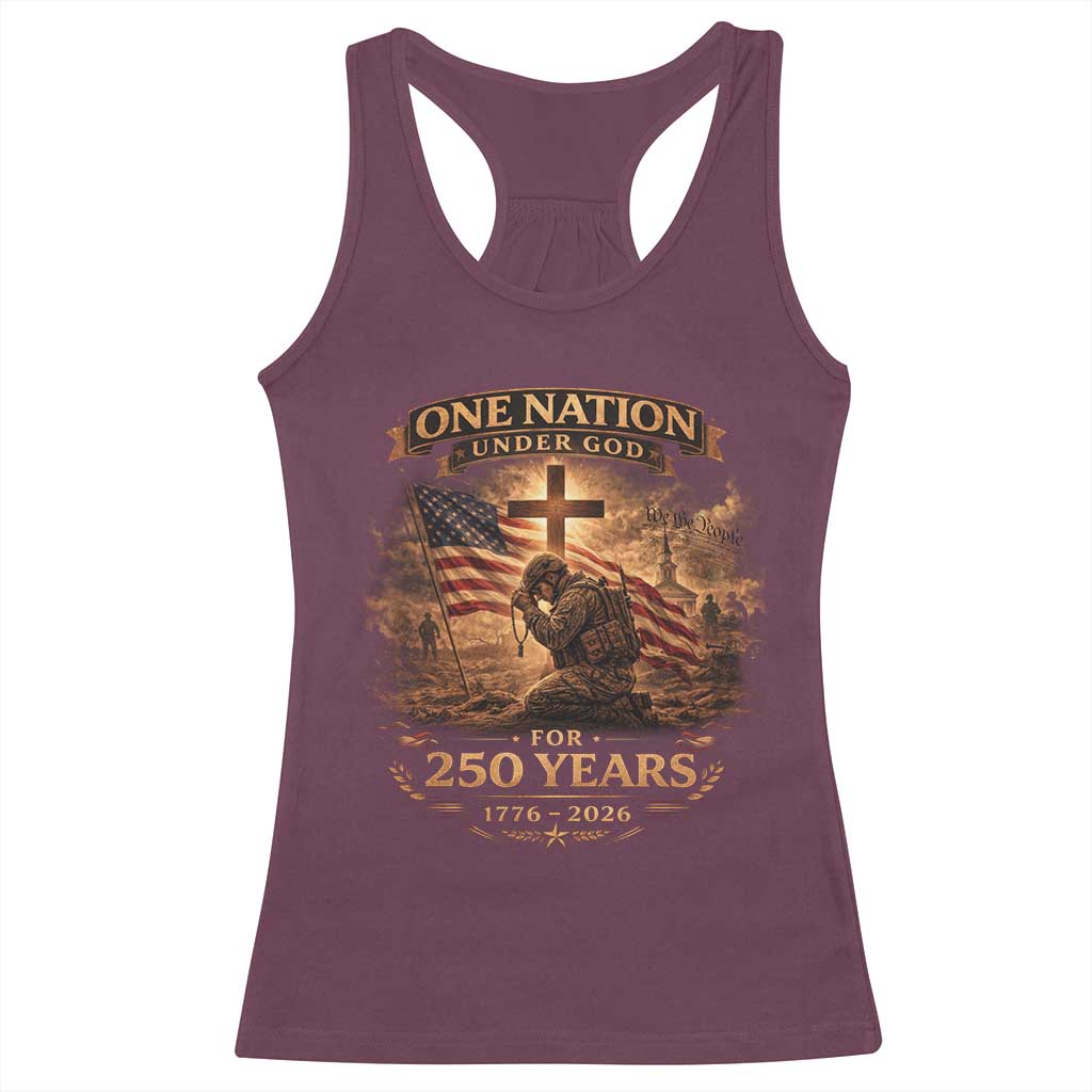 Blessings 250 Years America Racerback Tank Top Christian Patriotic One Nation Under God US Flag TS10 Maroon Print Your Wear