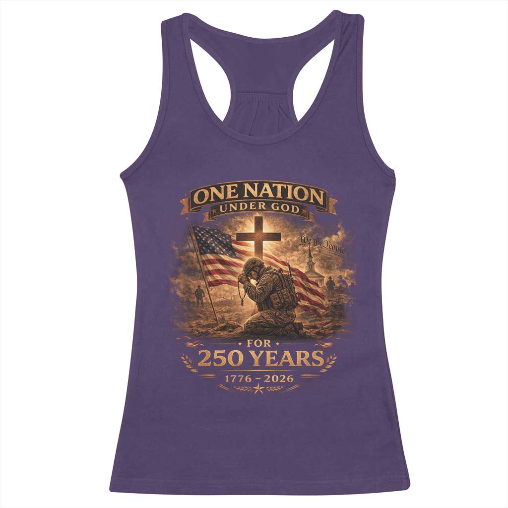 Blessings 250 Years America Racerback Tank Top Christian Patriotic One Nation Under God US Flag TS10 Purple Print Your Wear