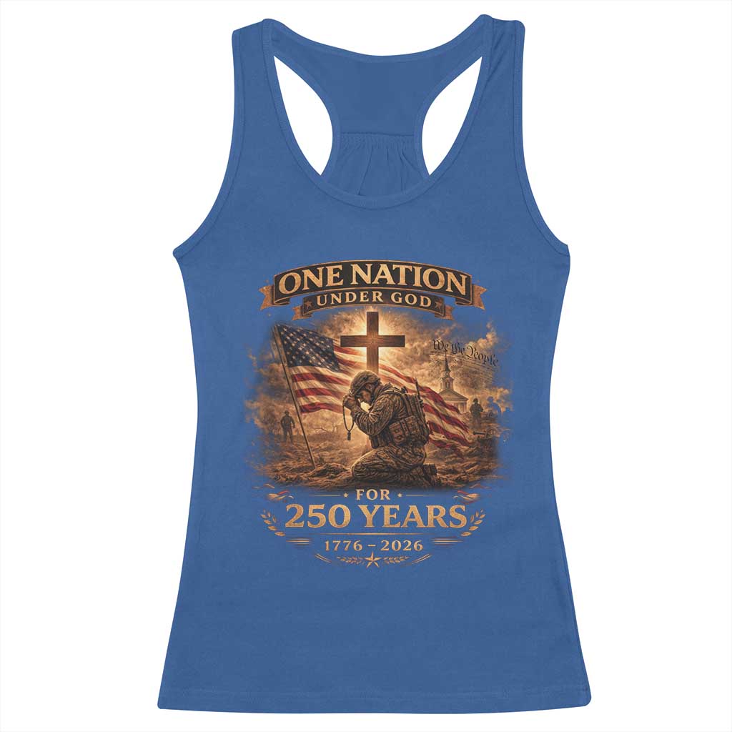 Blessings 250 Years America Racerback Tank Top Christian Patriotic One Nation Under God US Flag TS10 Royal Blue Print Your Wear