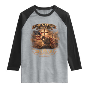 Blessings 250 Years America Raglan Shirt Christian Patriotic One Nation Under God US Flag TS10 Heather Gray Black Print Your Wear