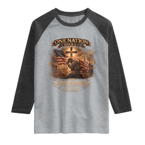 Blessings 250 Years America Raglan Shirt Christian Patriotic One Nation Under God US Flag TS10 Heather Gray Heather Charcoal Print Your Wear