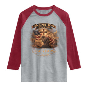 Blessings 250 Years America Raglan Shirt Christian Patriotic One Nation Under God US Flag TS10 Heather Gray Heather Red Print Your Wear