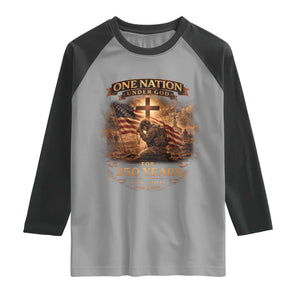 Blessings 250 Years America Raglan Shirt Christian Patriotic One Nation Under God US Flag TS10 Sport Gray Black Print Your Wear