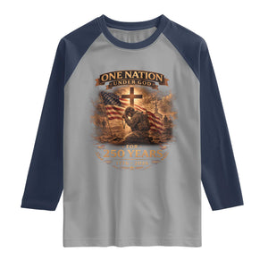 Blessings 250 Years America Raglan Shirt Christian Patriotic One Nation Under God US Flag TS10 Sport Gray Navy Print Your Wear